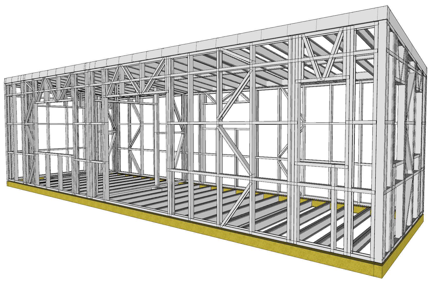 29.8m² One-Bedroom Cabin — steel frame render
