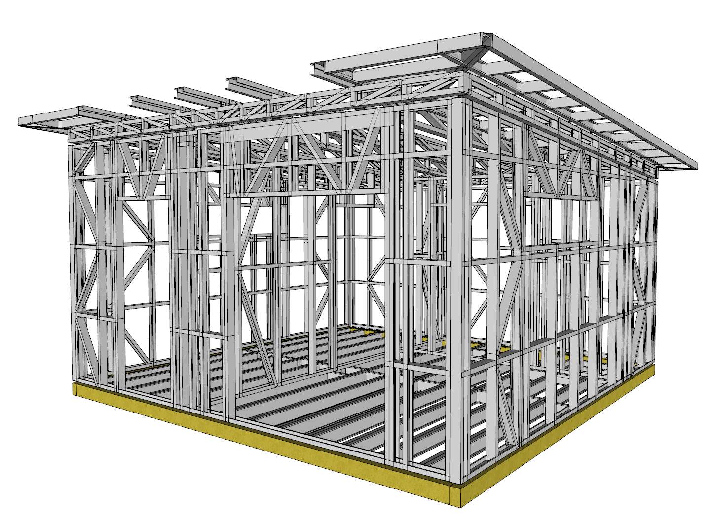 27.8m² One-Bedroom Cabin — steel frame render