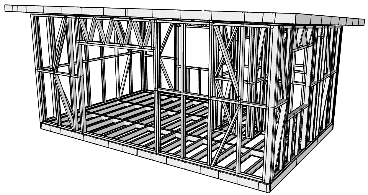 24m² One-Bedroom Cabin — frame render