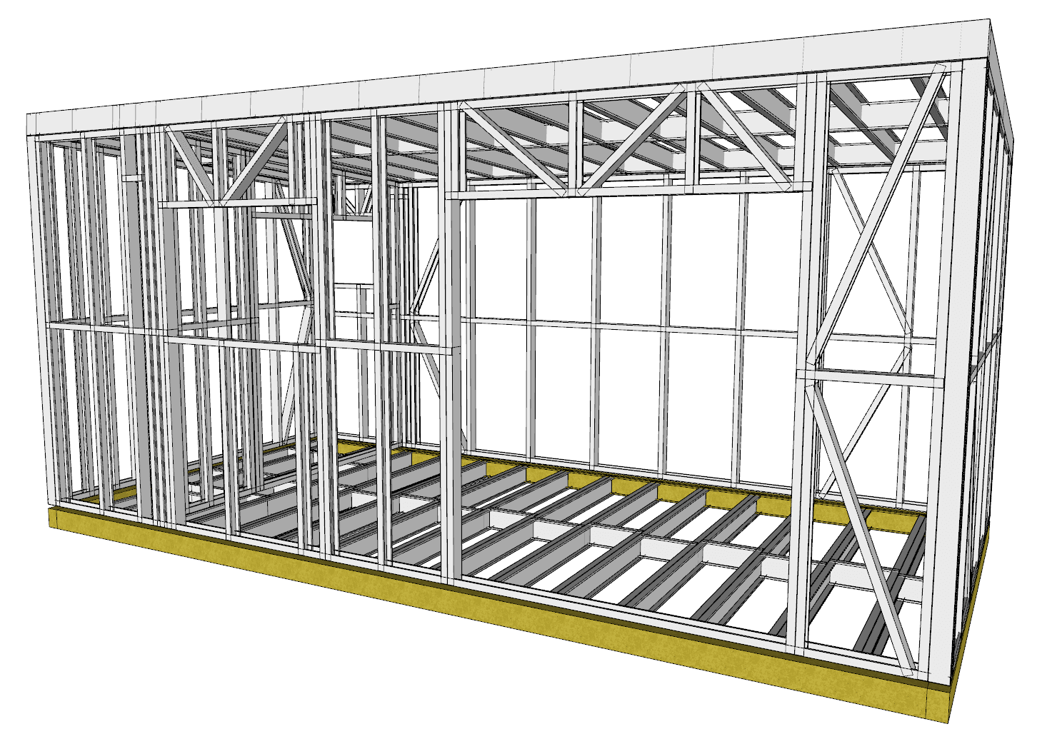 18m² One-Bedroom Cabin — steel frame render