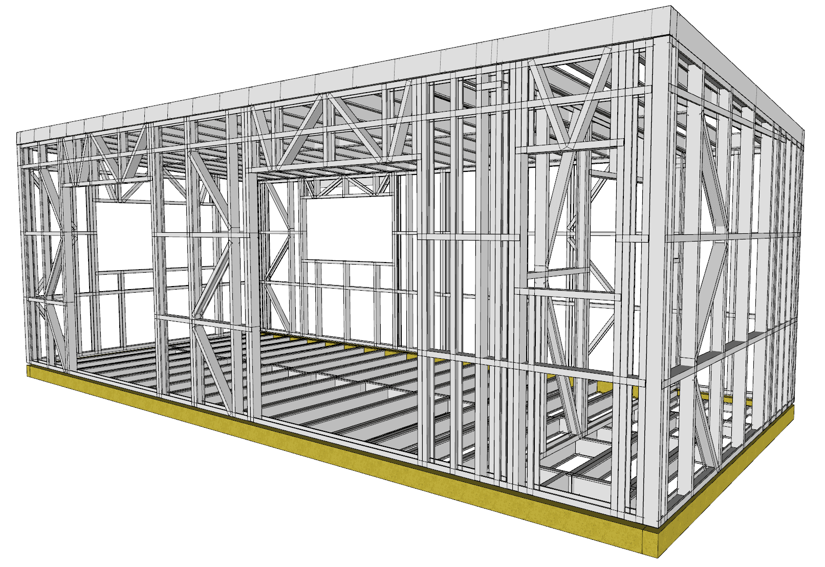 28.8m² One-Bedroom Cabin — steel frame render