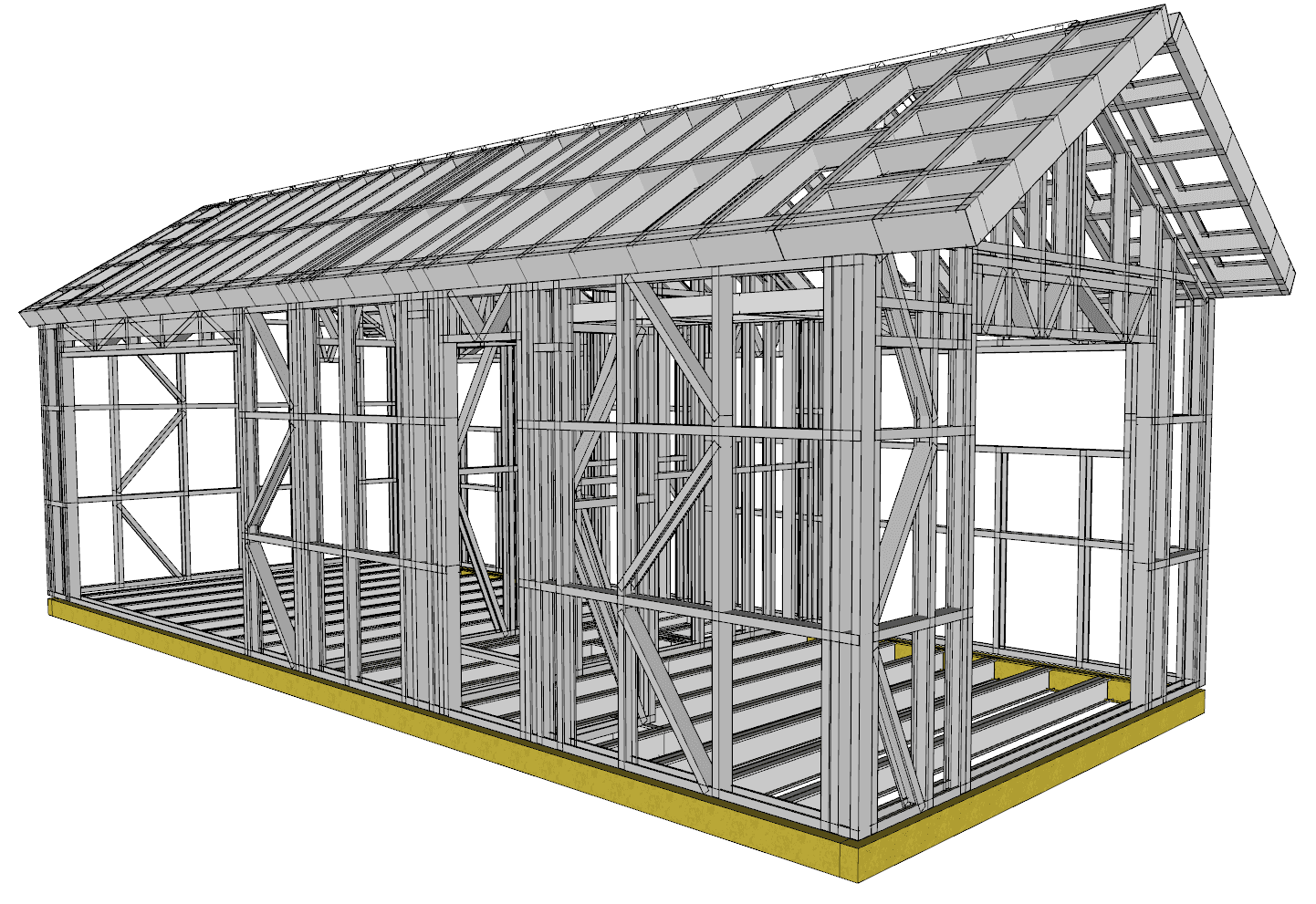 30m² One-Bedroom Cabin — frame render
