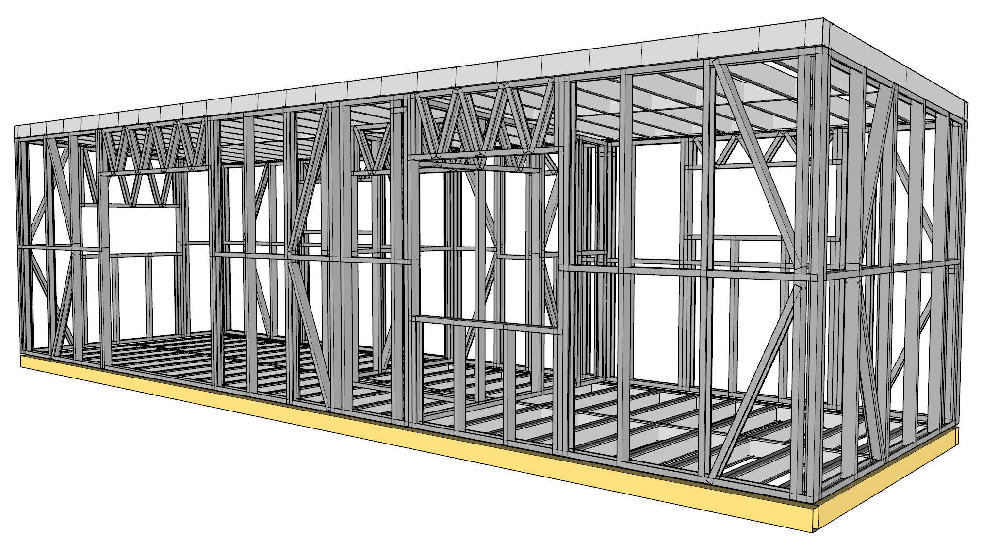 30m² One-Bedroom Cabin — frame render