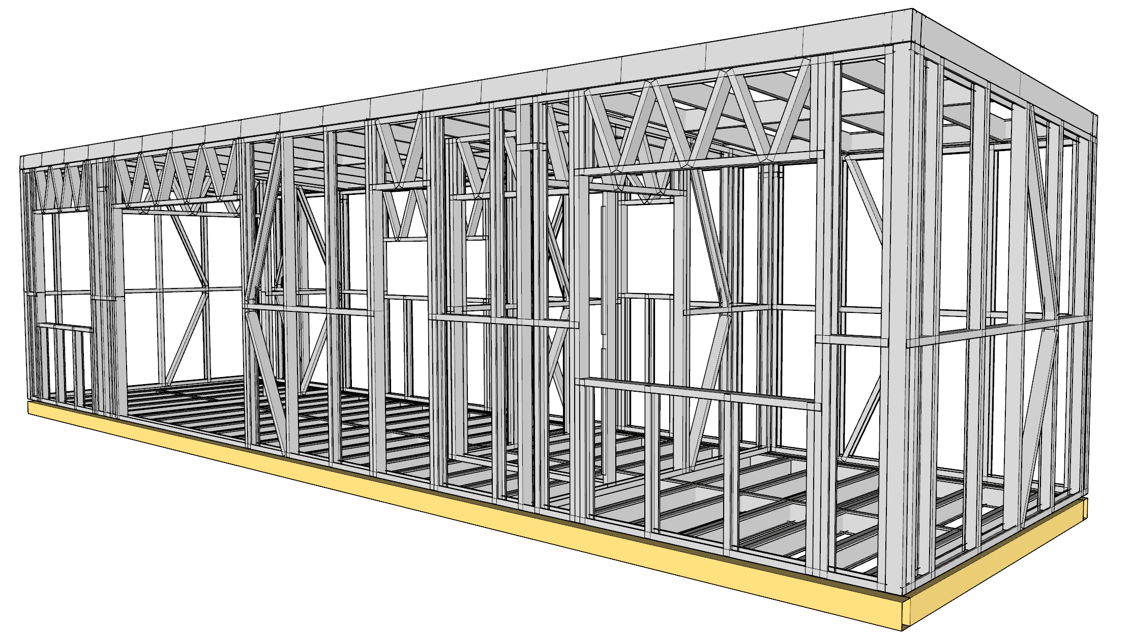 31m² Two-Bedroom Cabin — frame render