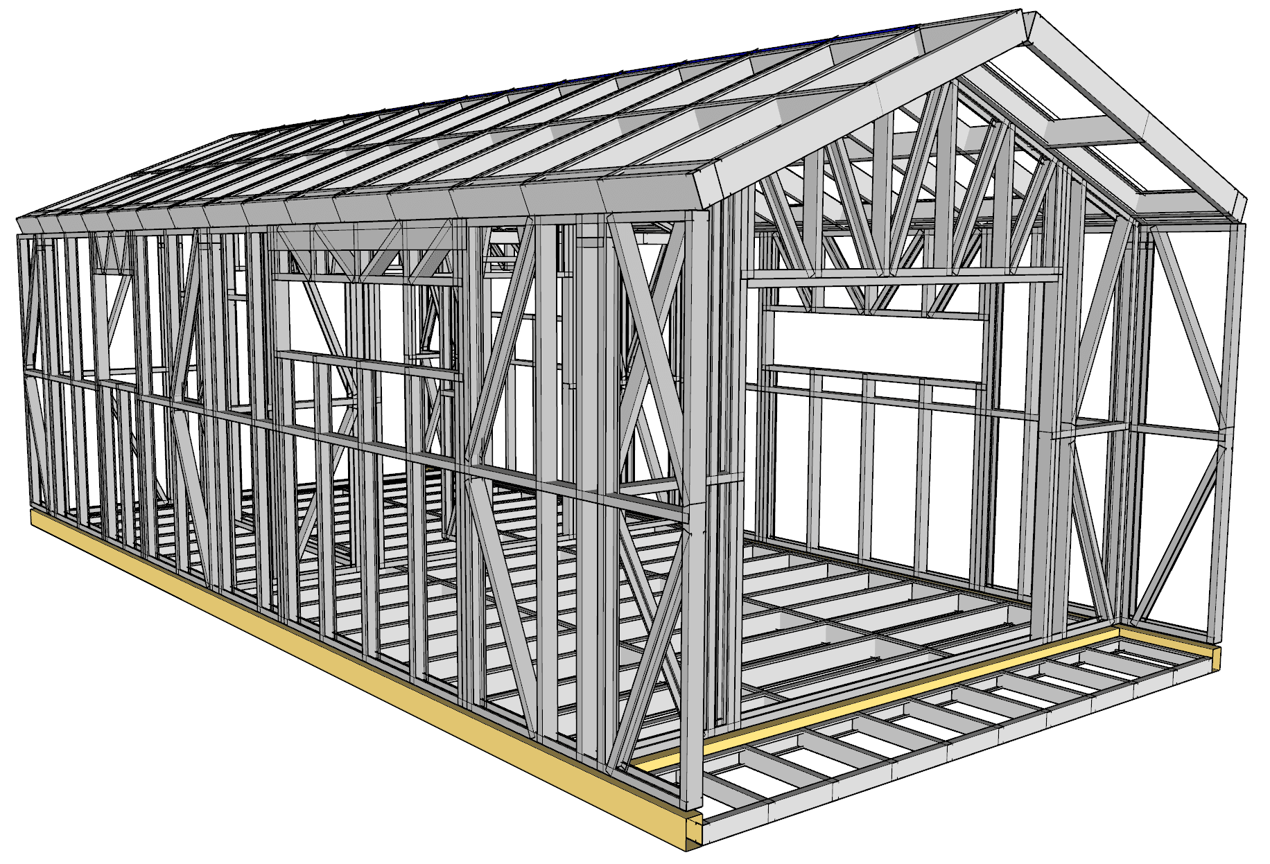 30m² One-Bedroom Cabin — frame render