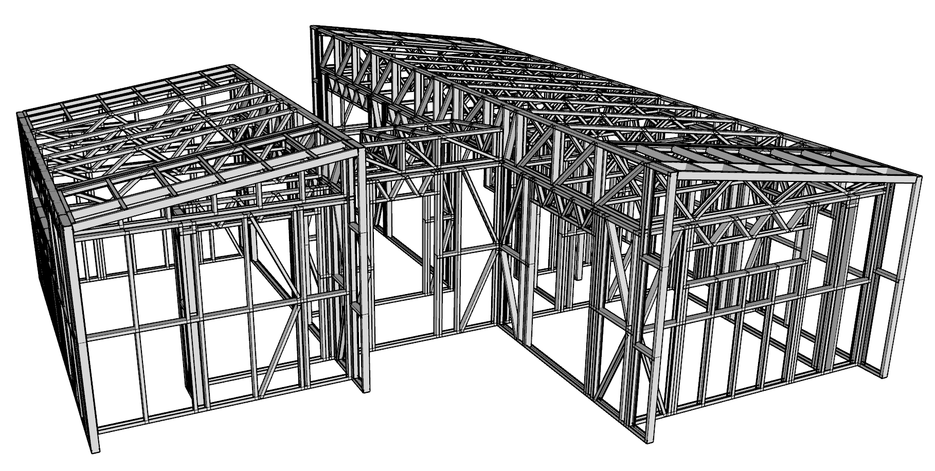 60m² Two-Bedroom Granny Flat — steel frame render