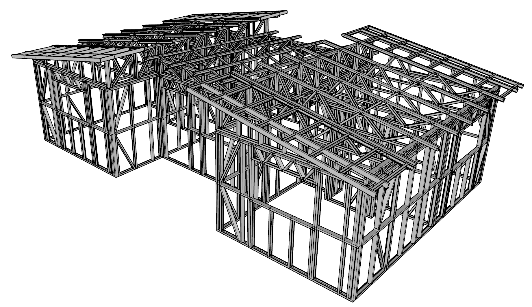 57m² Three-Bedroom Granny Flat — steel frame render