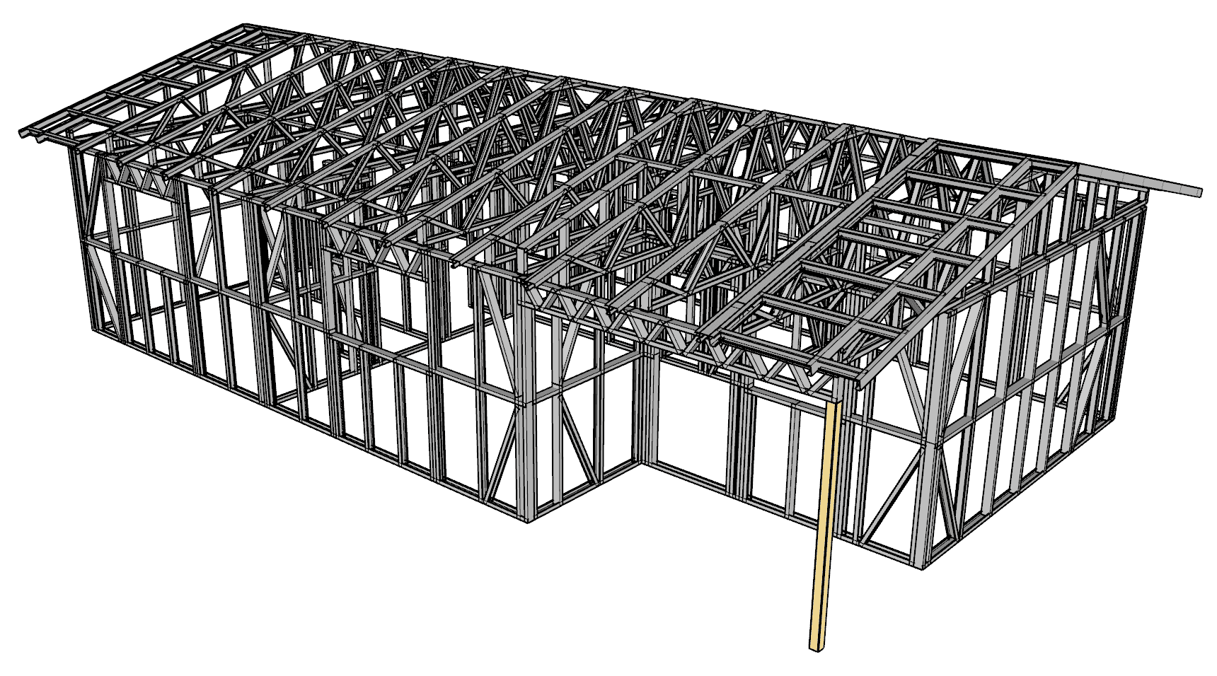 57m² Two-Bedroom Granny Flat — steel frame render