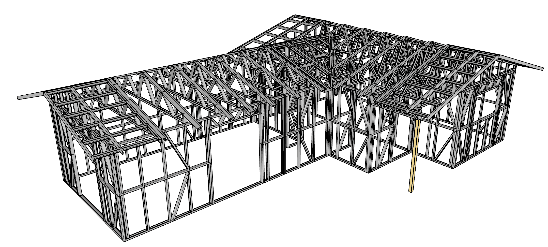 57m² Two-Bedroom Granny Flat — steel frame render