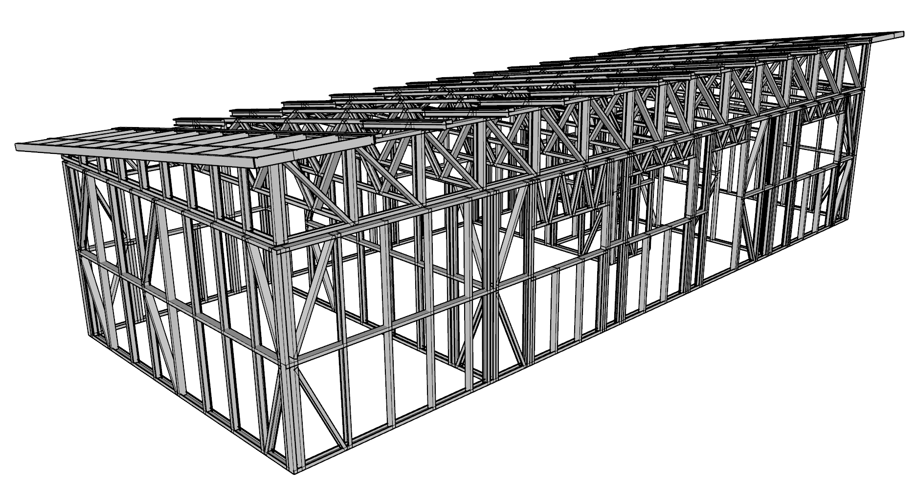 60m² Two-Bedroom Granny Flat — steel frame render