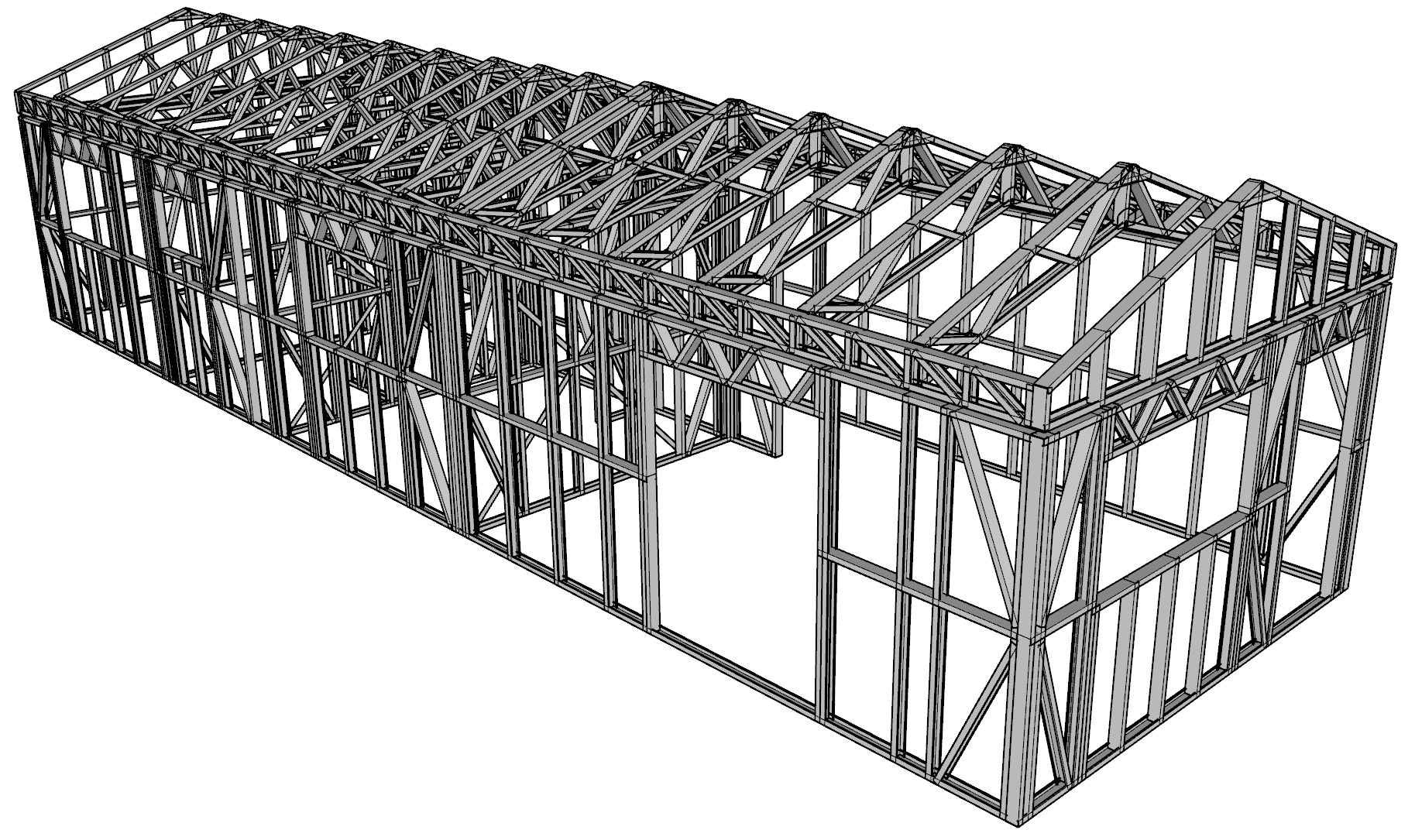 60m² Two-Bedroom Granny Flat — steel frame render