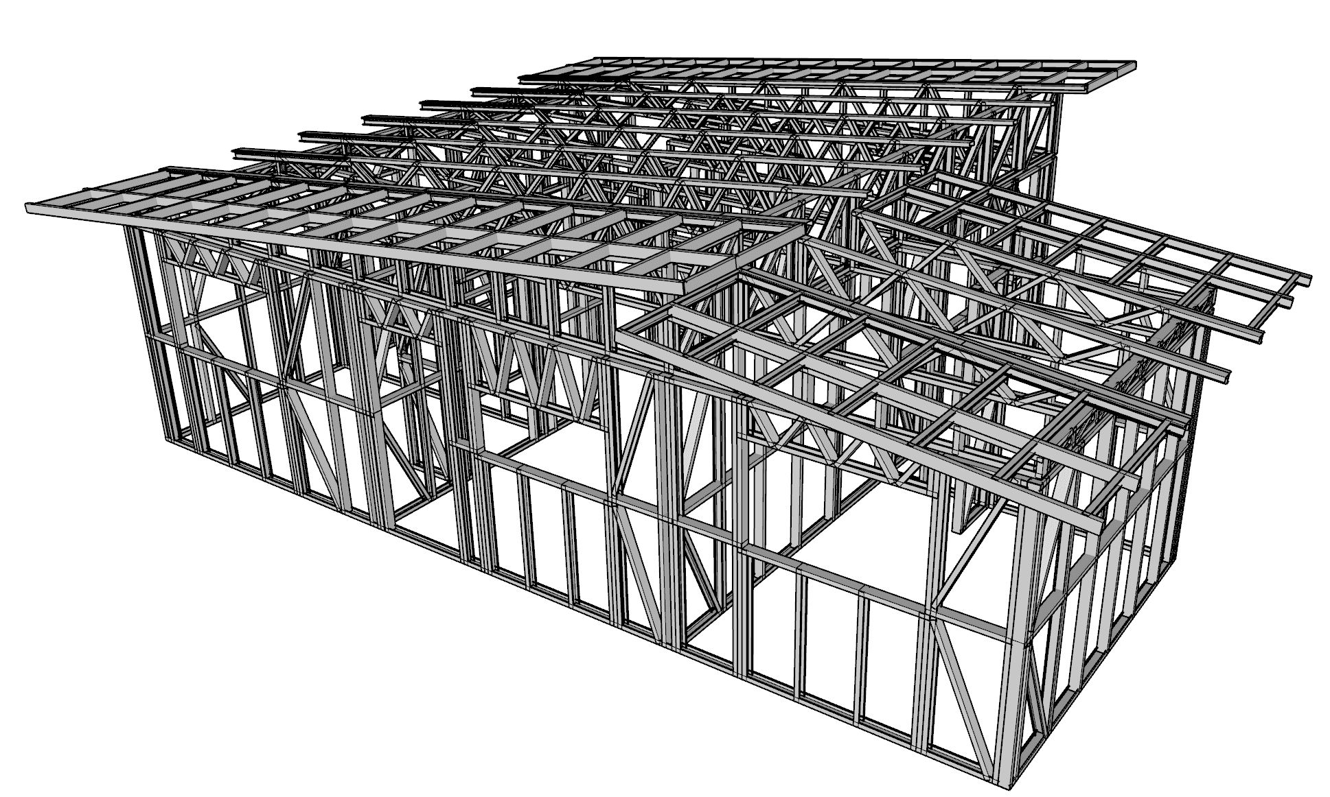 57m² Three-Bedroom Granny Flat — steel frame render