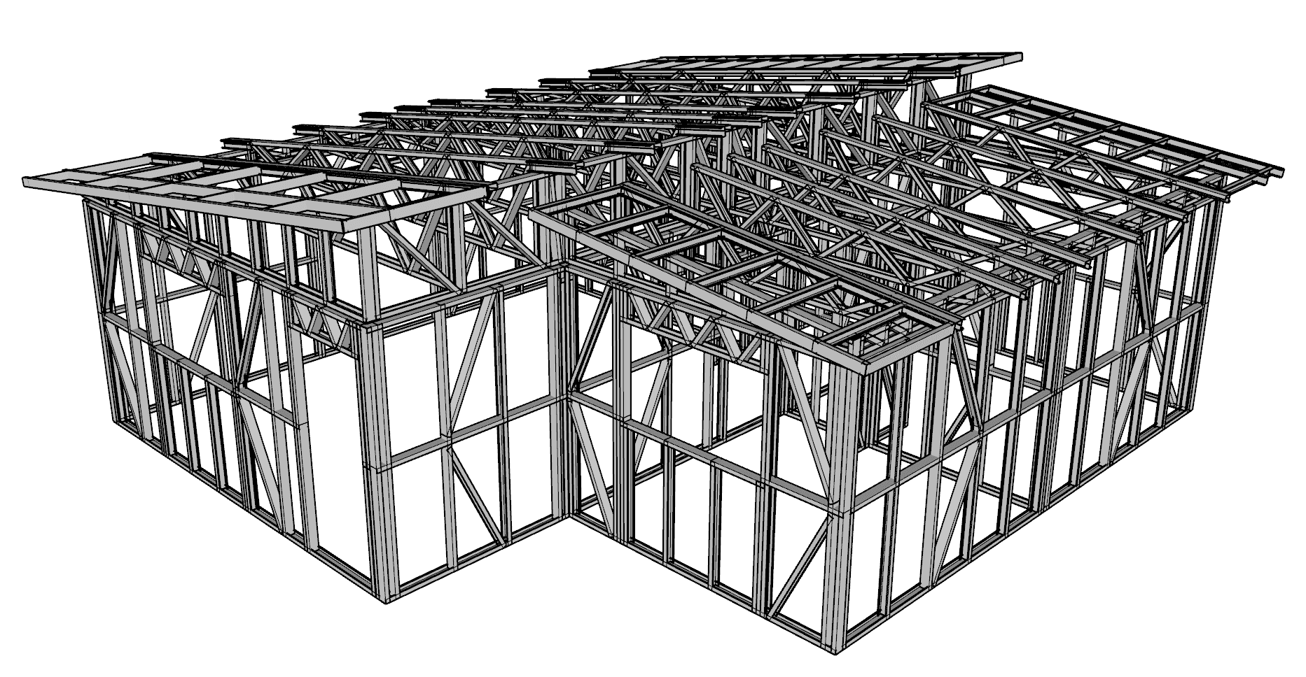57m² Two-Bedroom Granny Flat — steel frame render