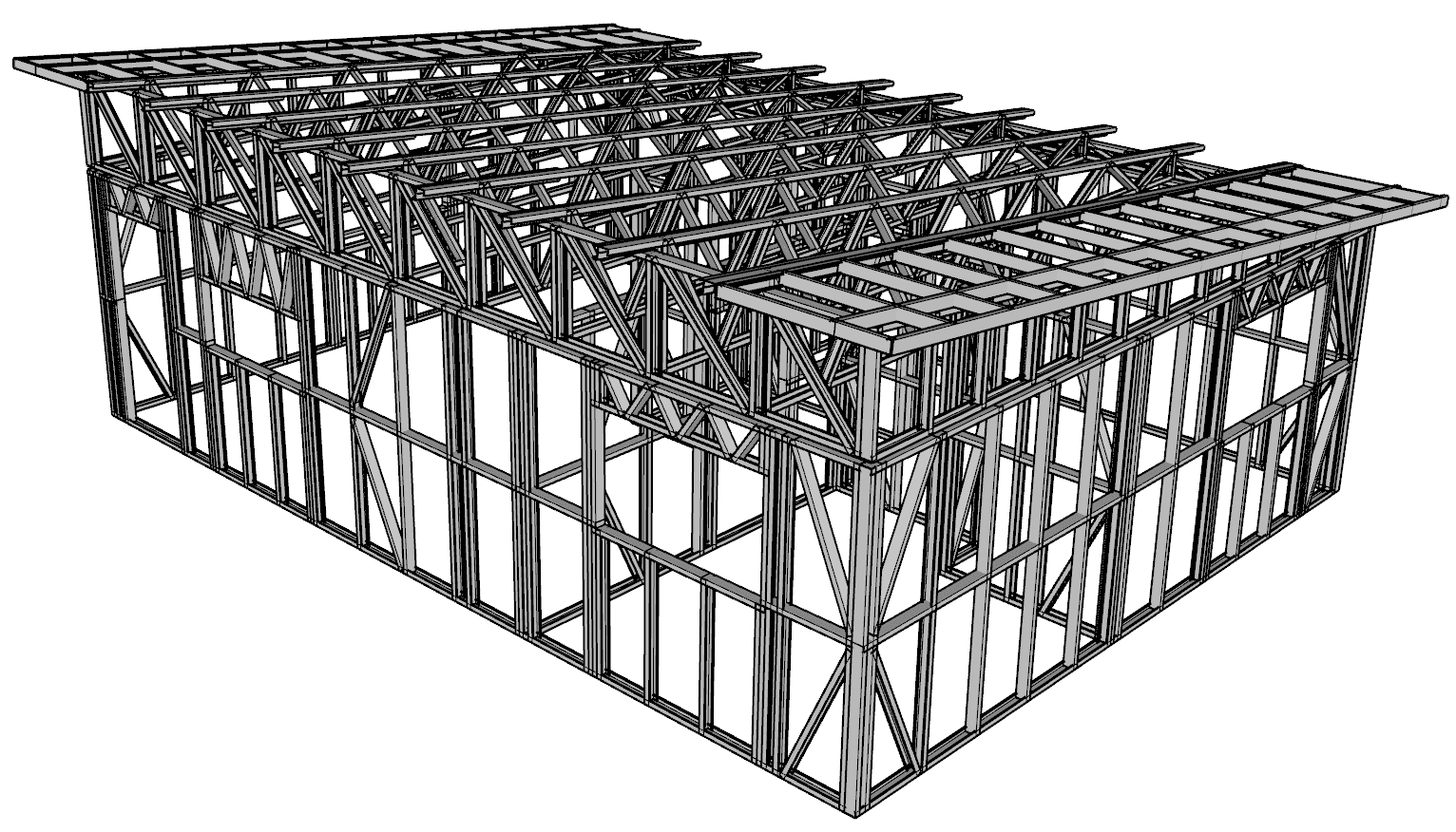 60m² Two-Bedroom Granny Flat — steel frame render