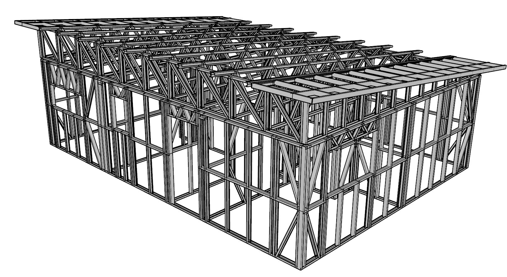60m² Two-Bedroom Granny Flat — frame render
