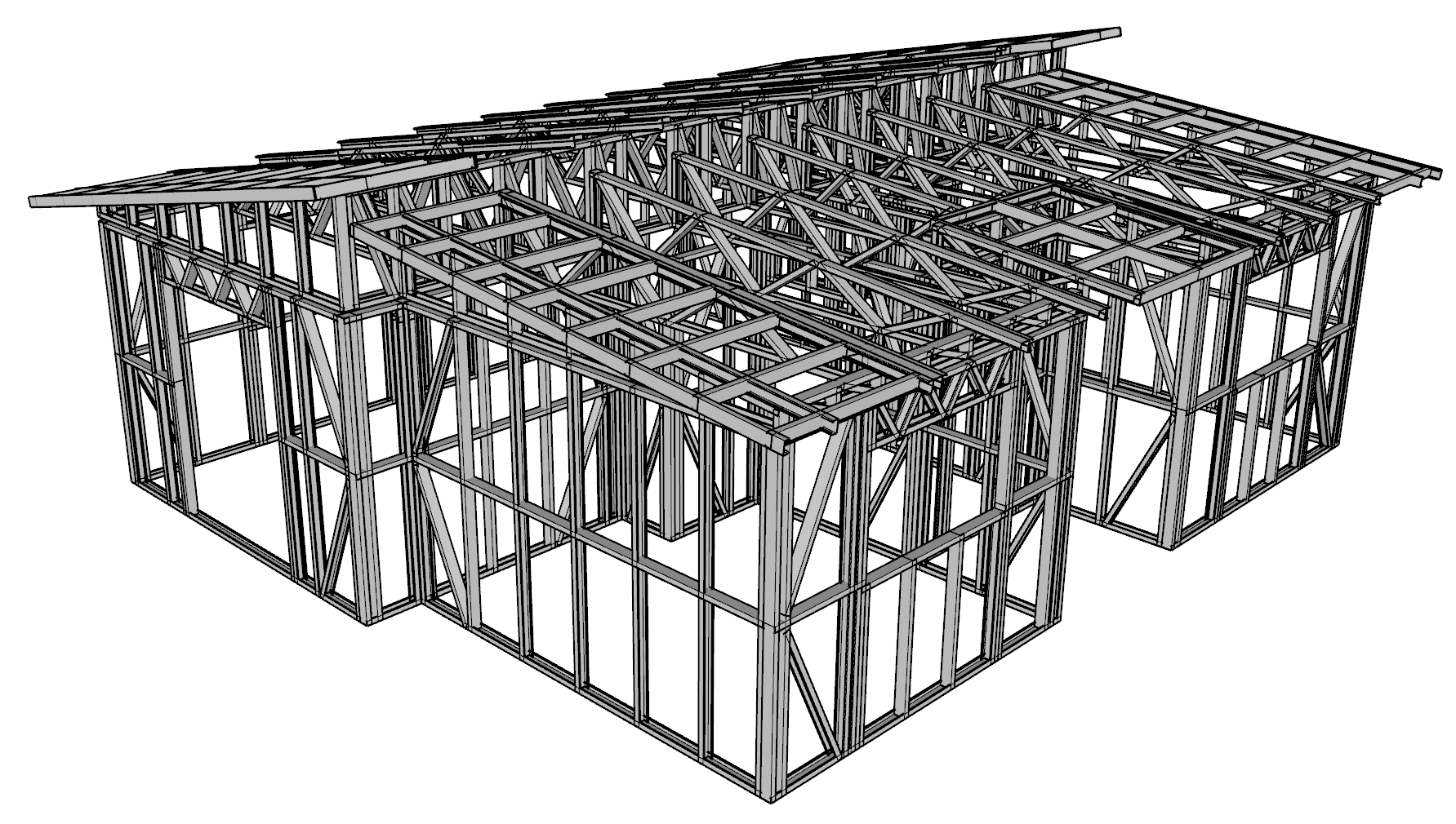 60m² Two-Bedroom Granny Flat — steel frame render