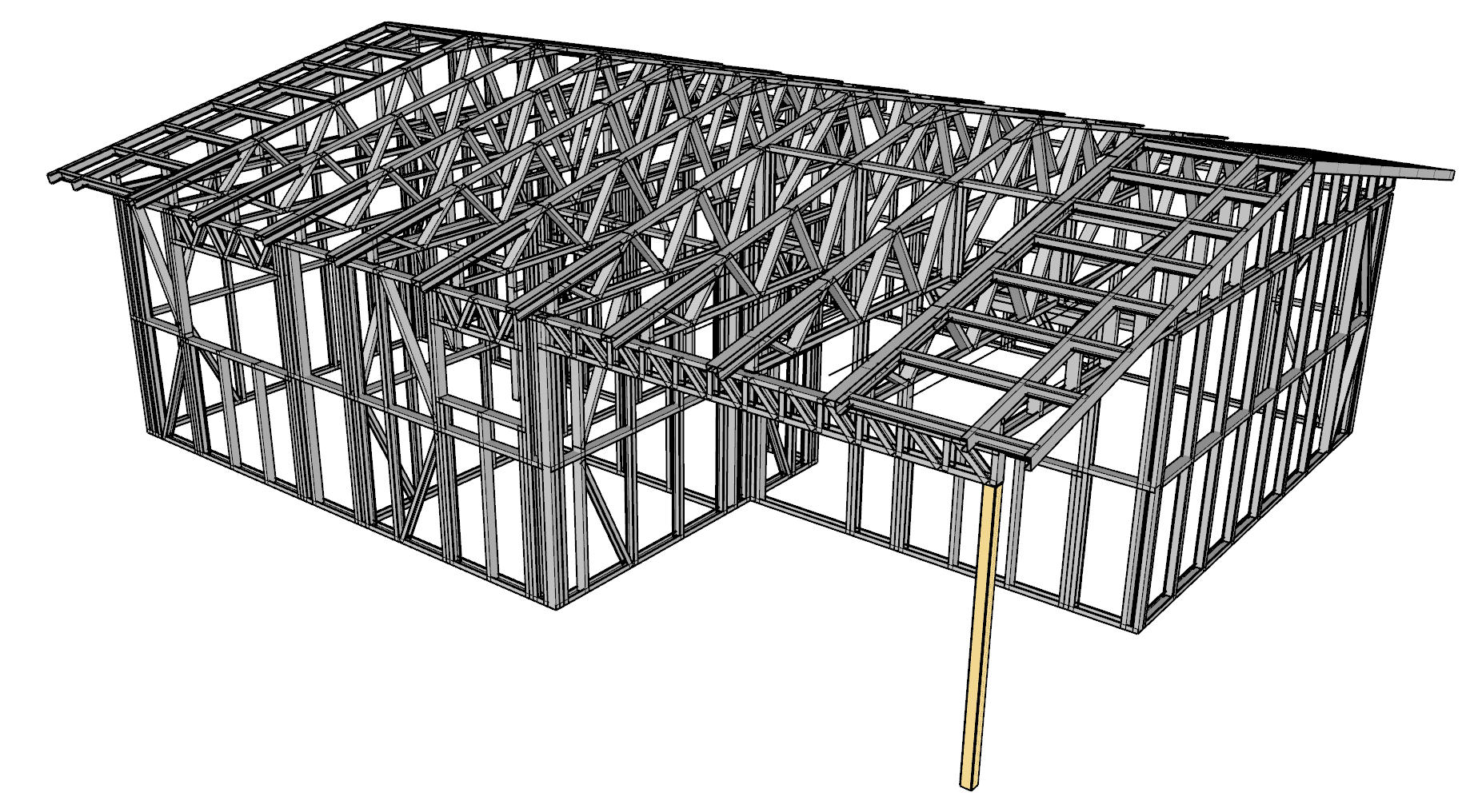 57m² Two-Bedroom Granny Flat — steel frame render