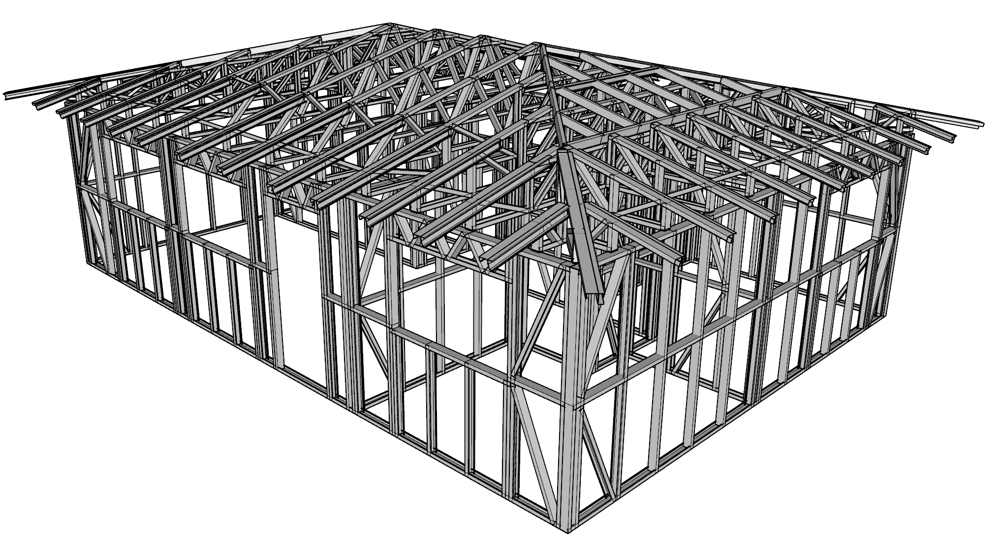 60m² Three-Bedroom Granny Flat — steel frame render
