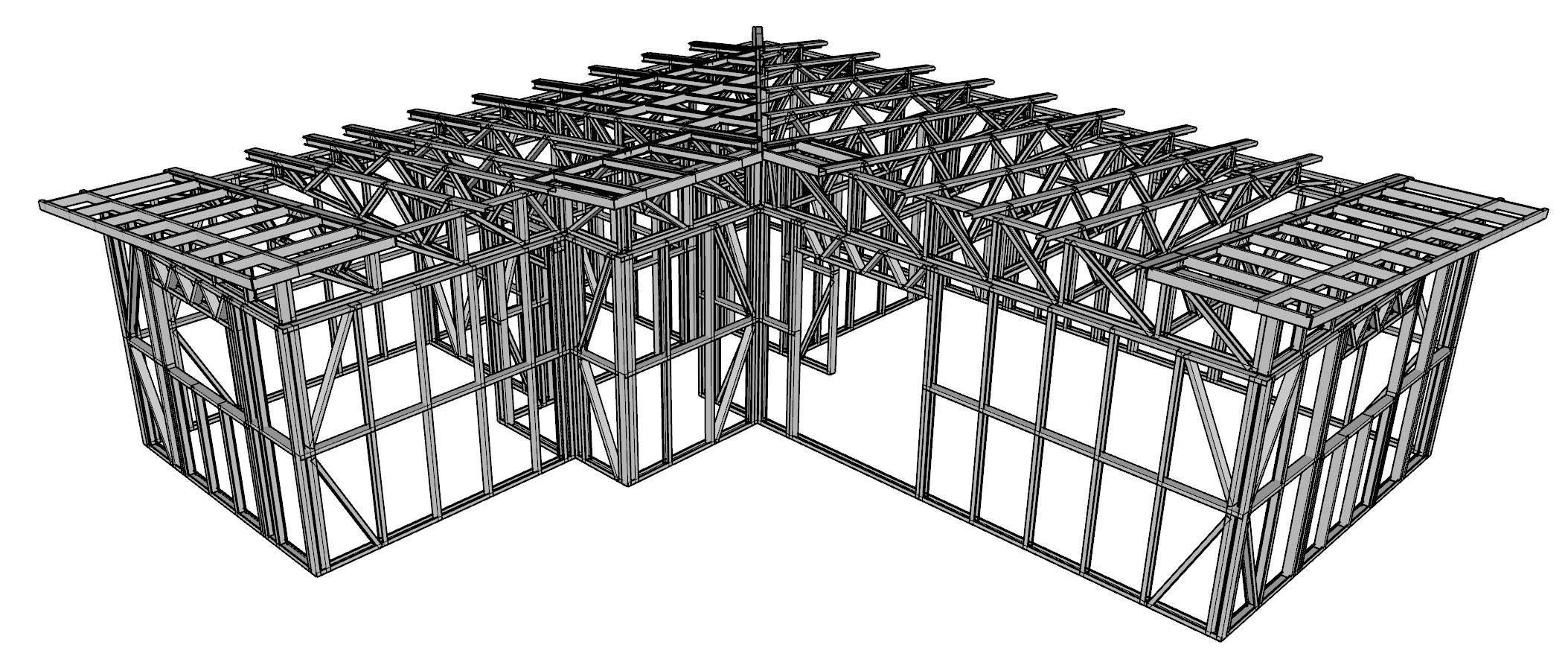 56m² Two-Bedroom Granny Flat — steel frame render