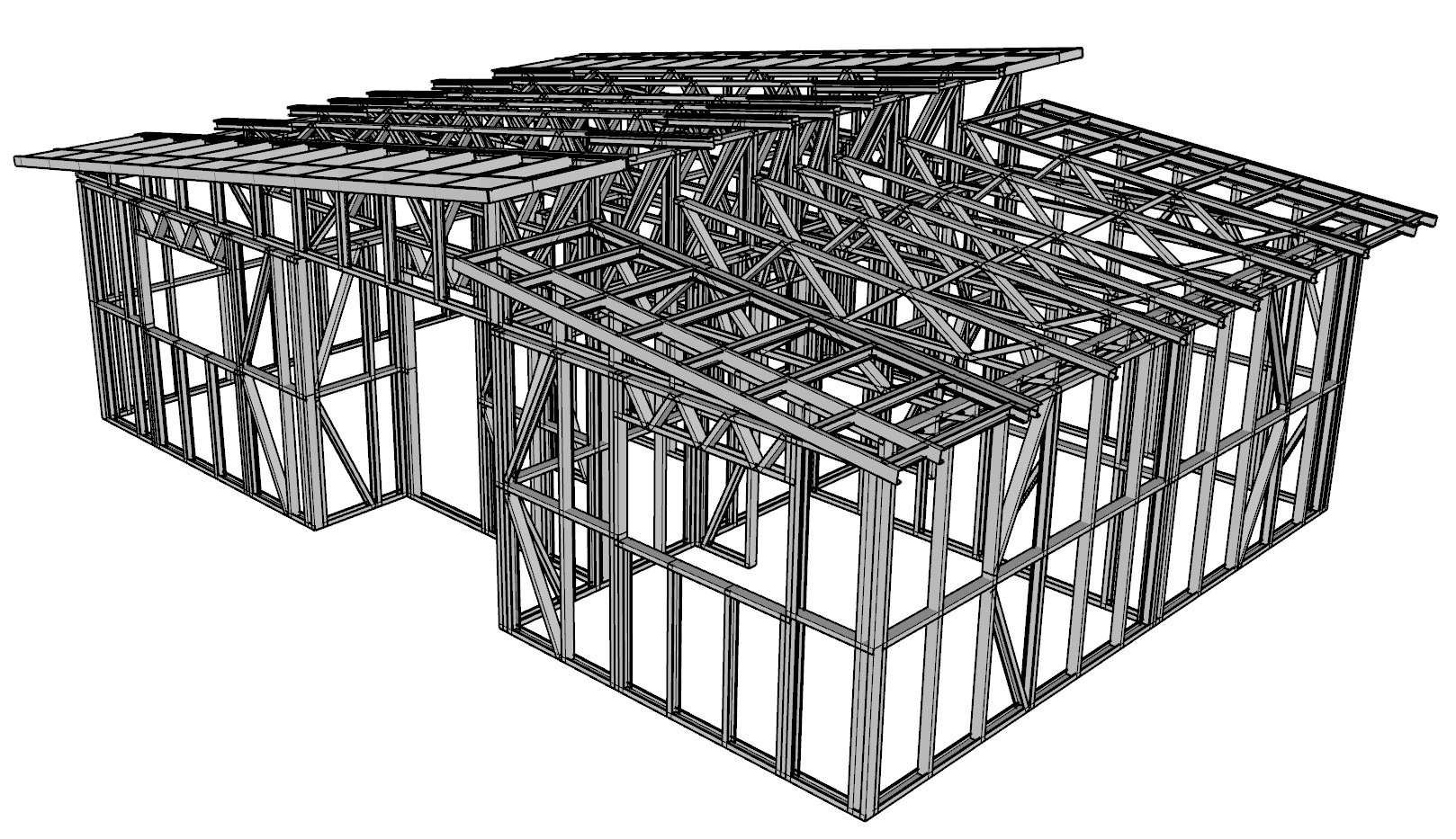 57m² Two-Bedroom Granny Flat — steel frame render