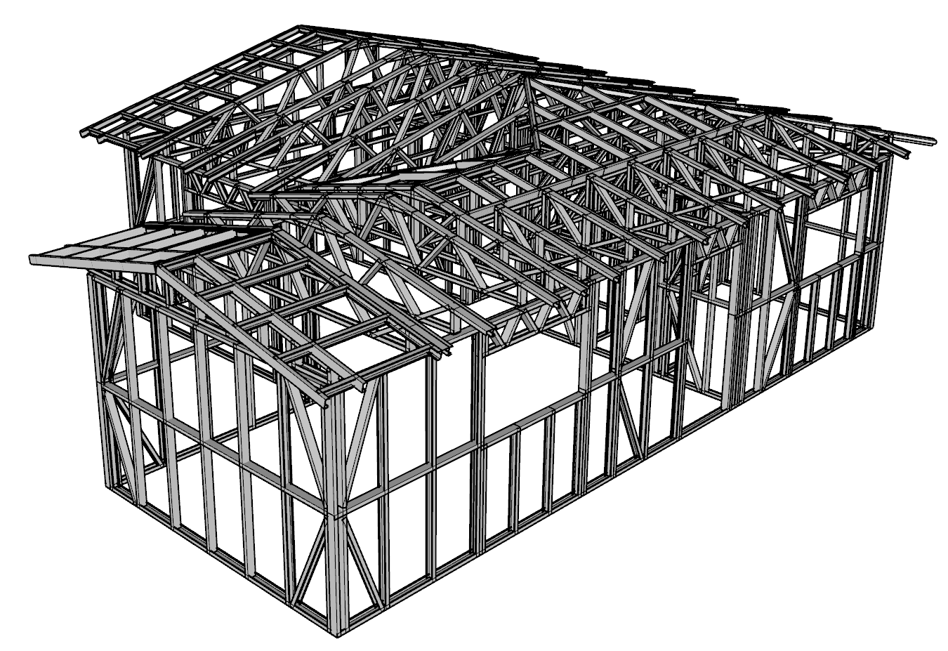 57m² Two-Bedroom Granny Flat — steel frame render