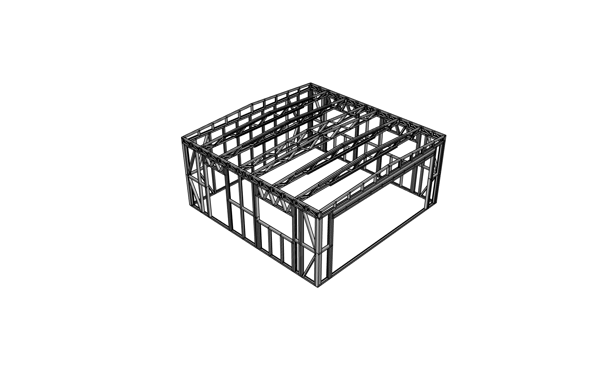 36m² Garage — steel frame render