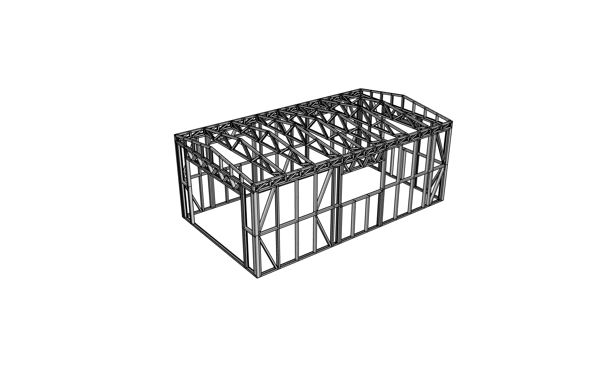 28m² Garage — steel frame render