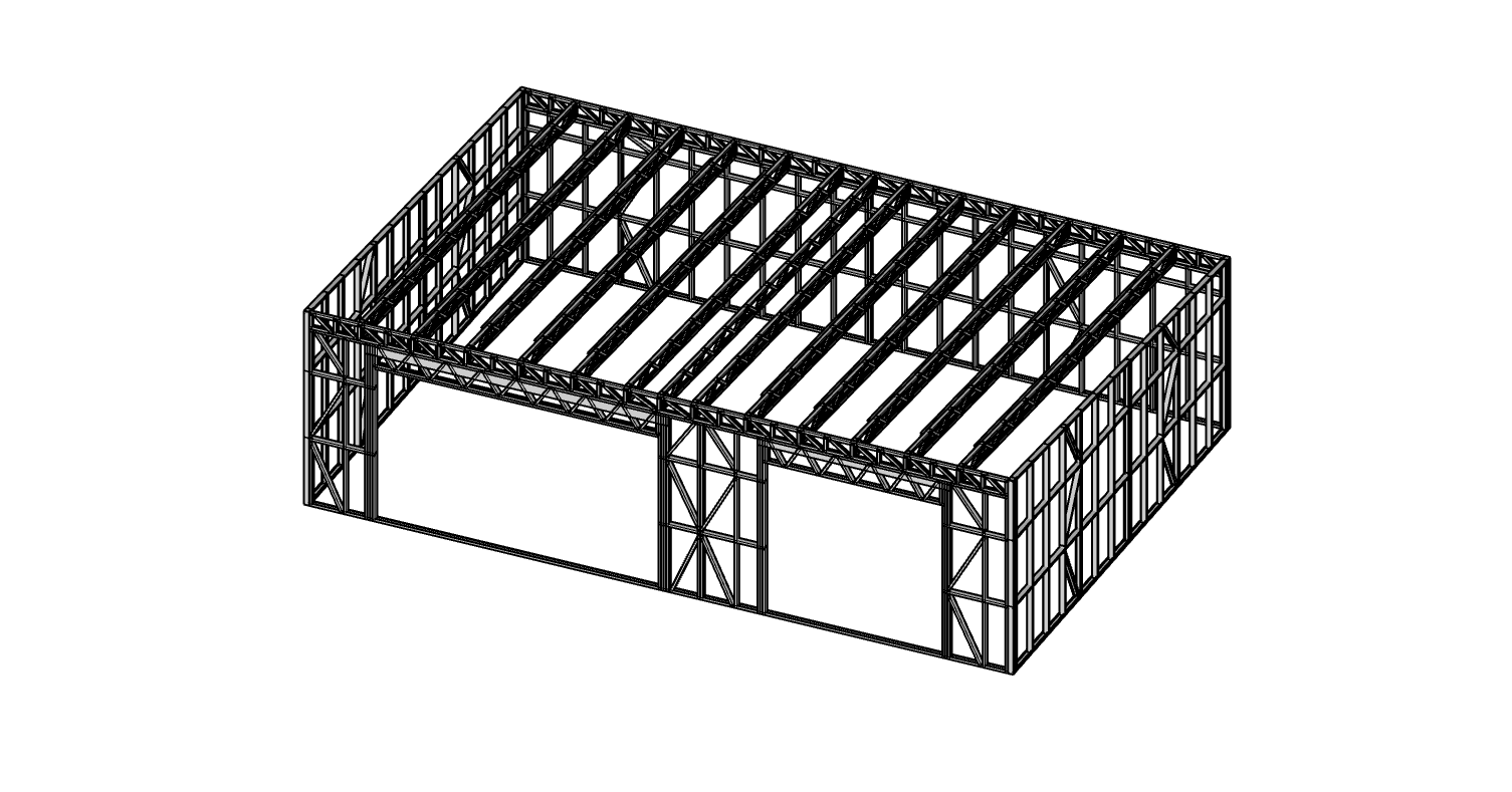 96m² Farm Shed — frame render