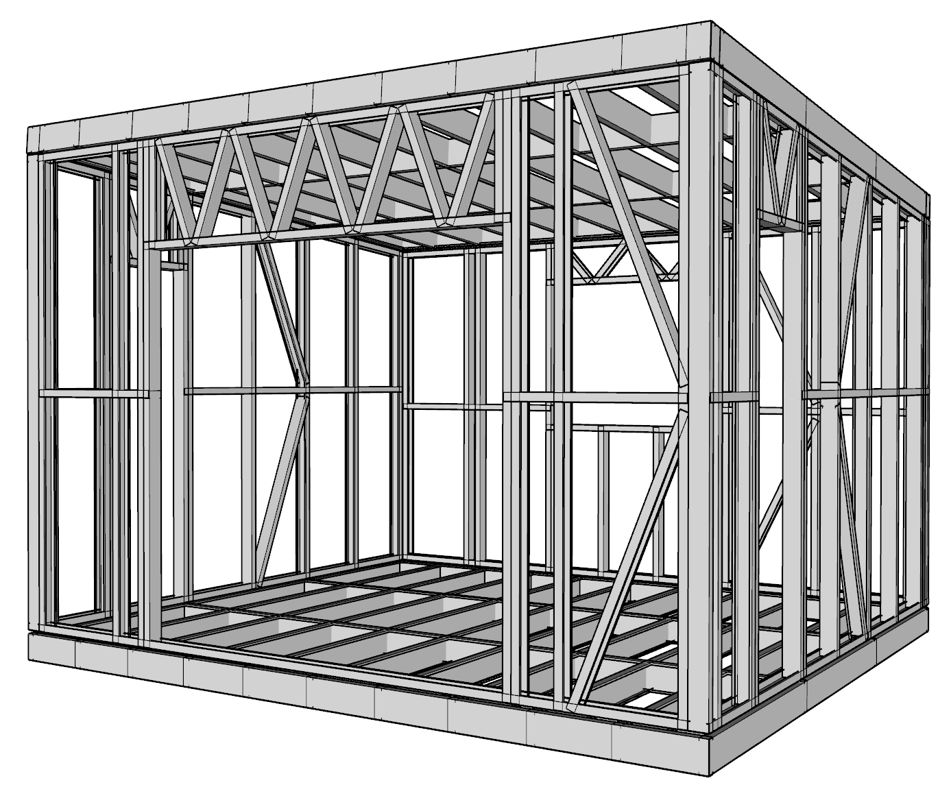 15m² Studio — steel frame render