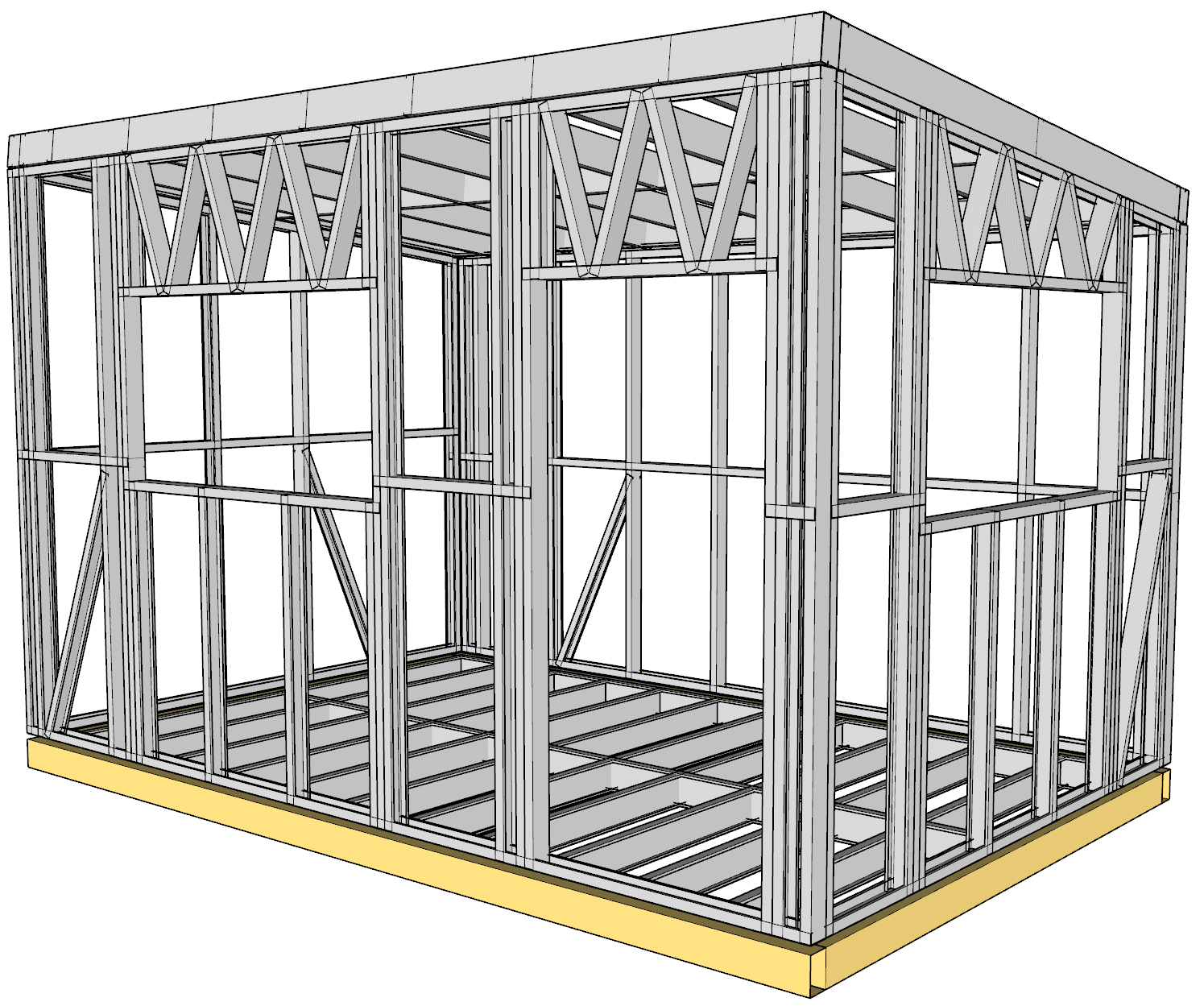13.7m² Studio — steel frame render