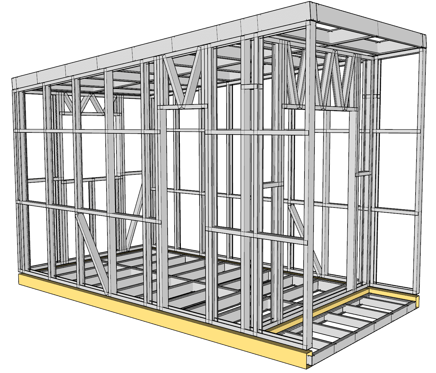 11m² Studio — steel frame render
