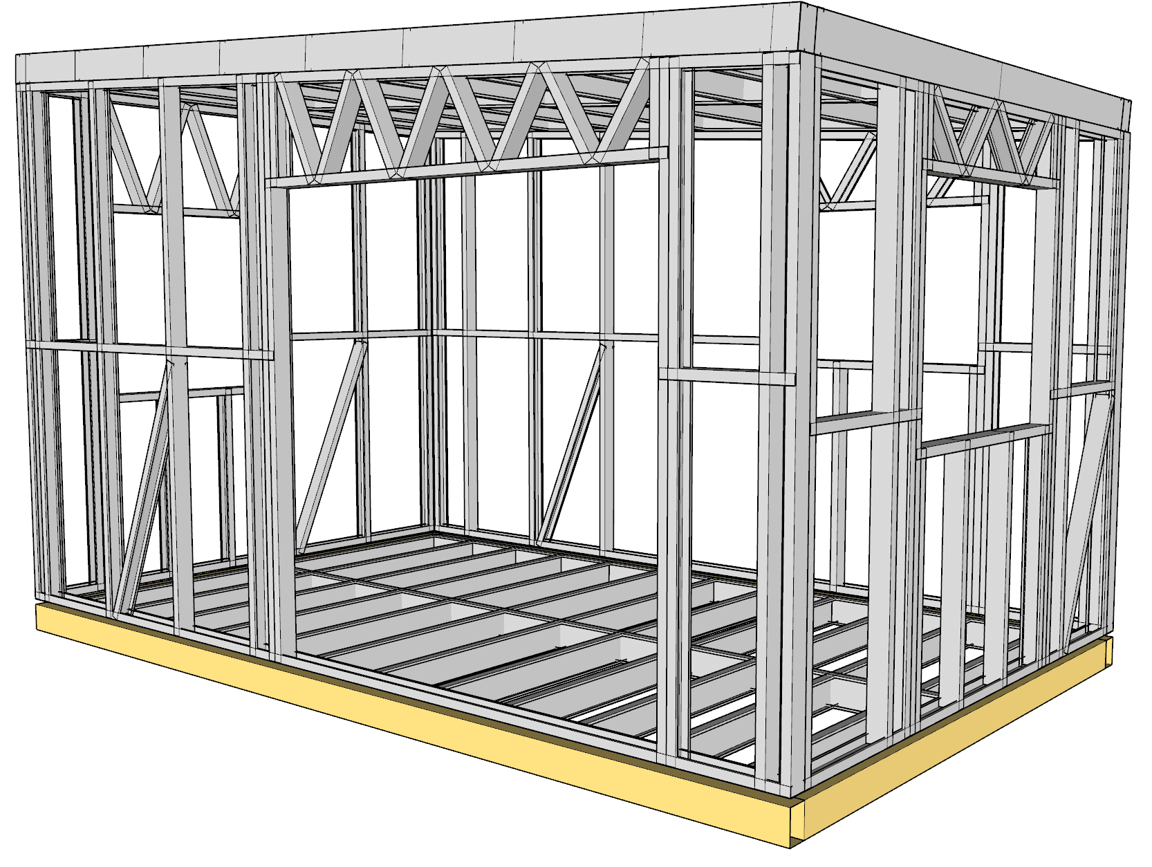 14.5m² Studio — steel frame render