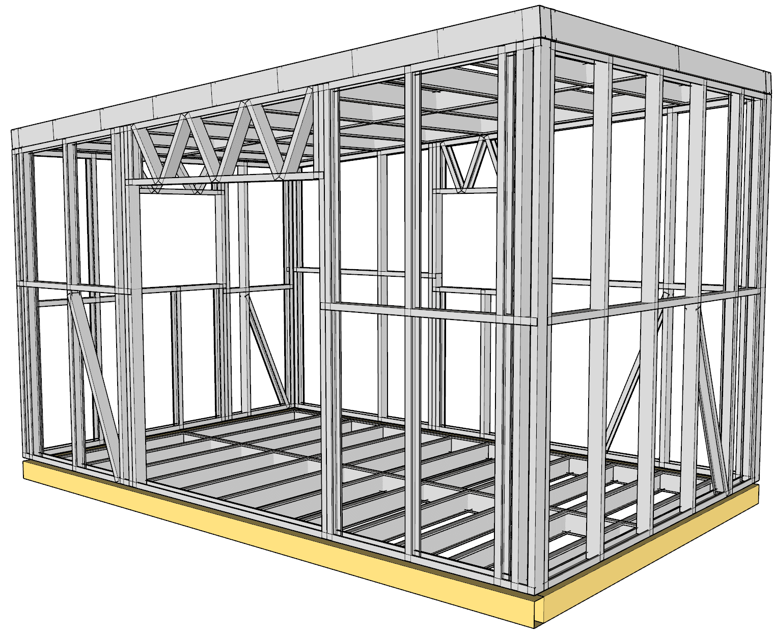 14.5m² Studio — steel frame render