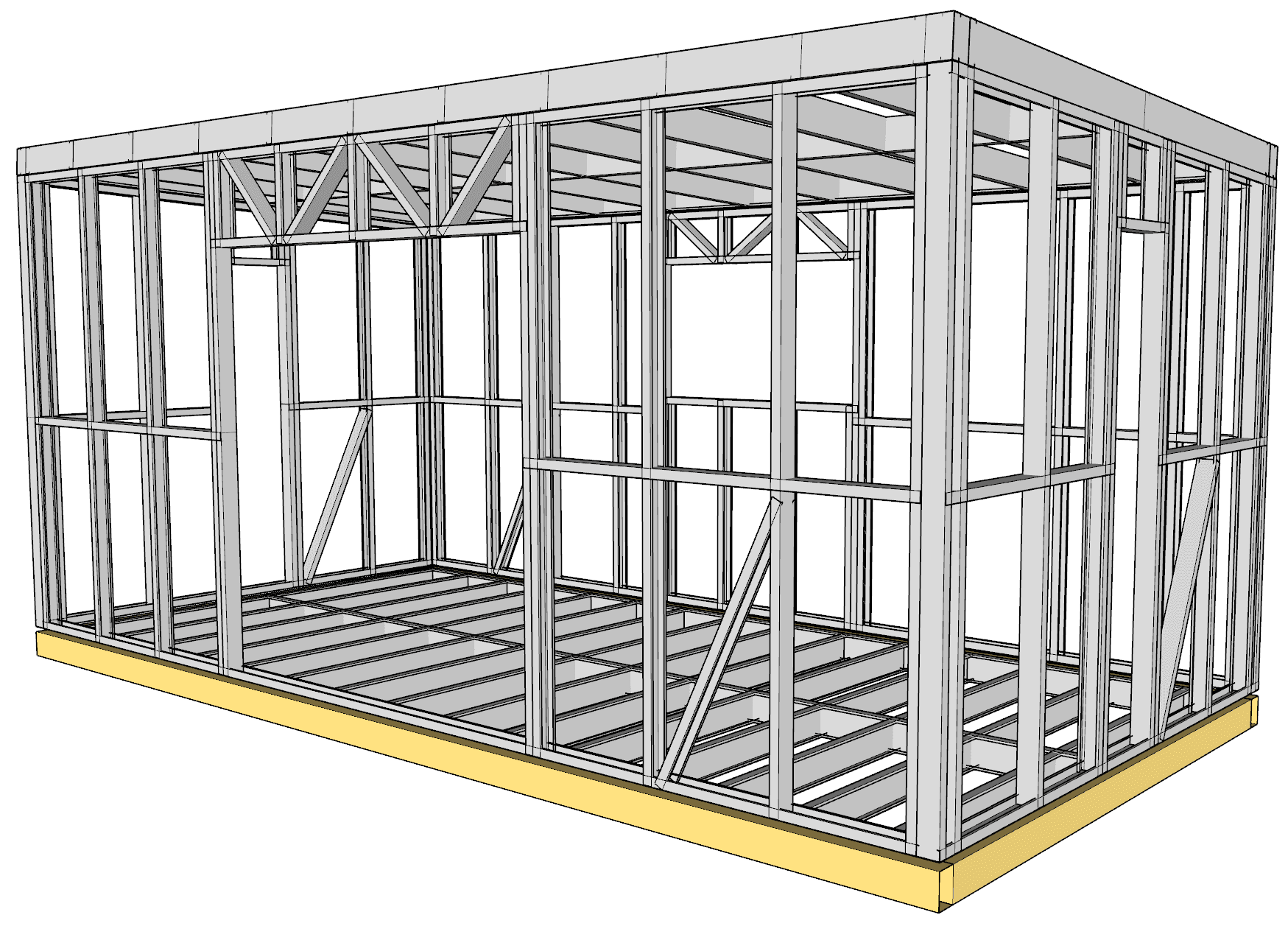 18m² Studio — steel frame render