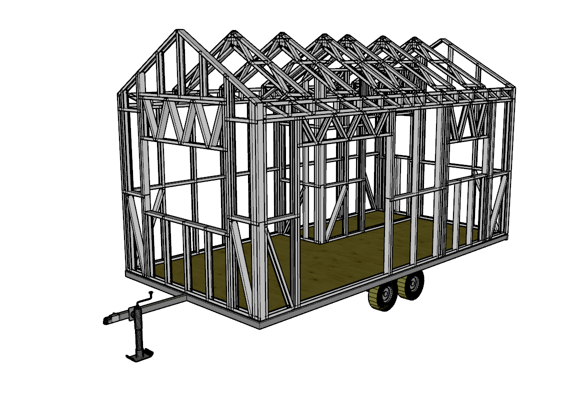 18m² One-Bedroom Tiny Home — steel frame render