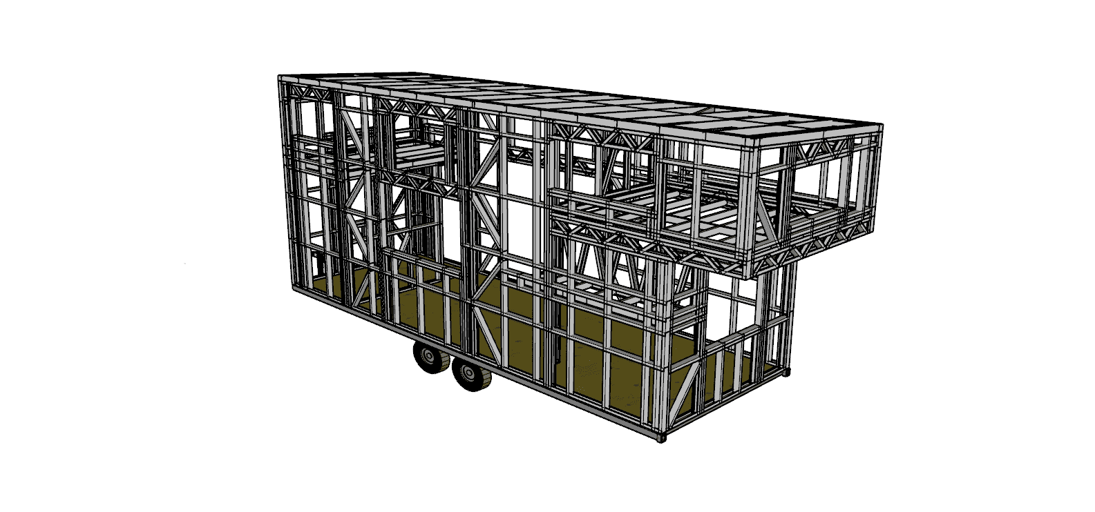 25.2m² Two-Bedroom Tiny Home — steel frame render