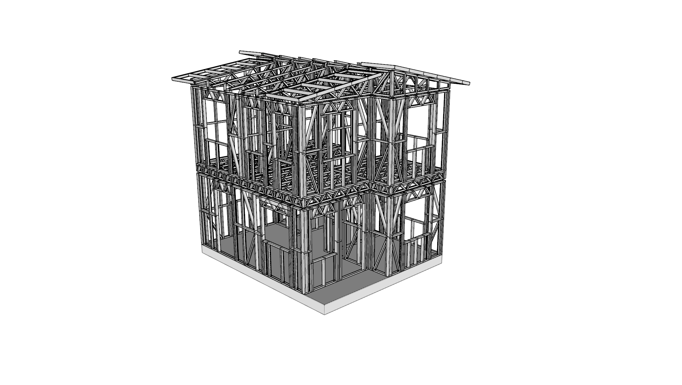 30m² Three-Bedroom 2-Storey Small Home — frame render