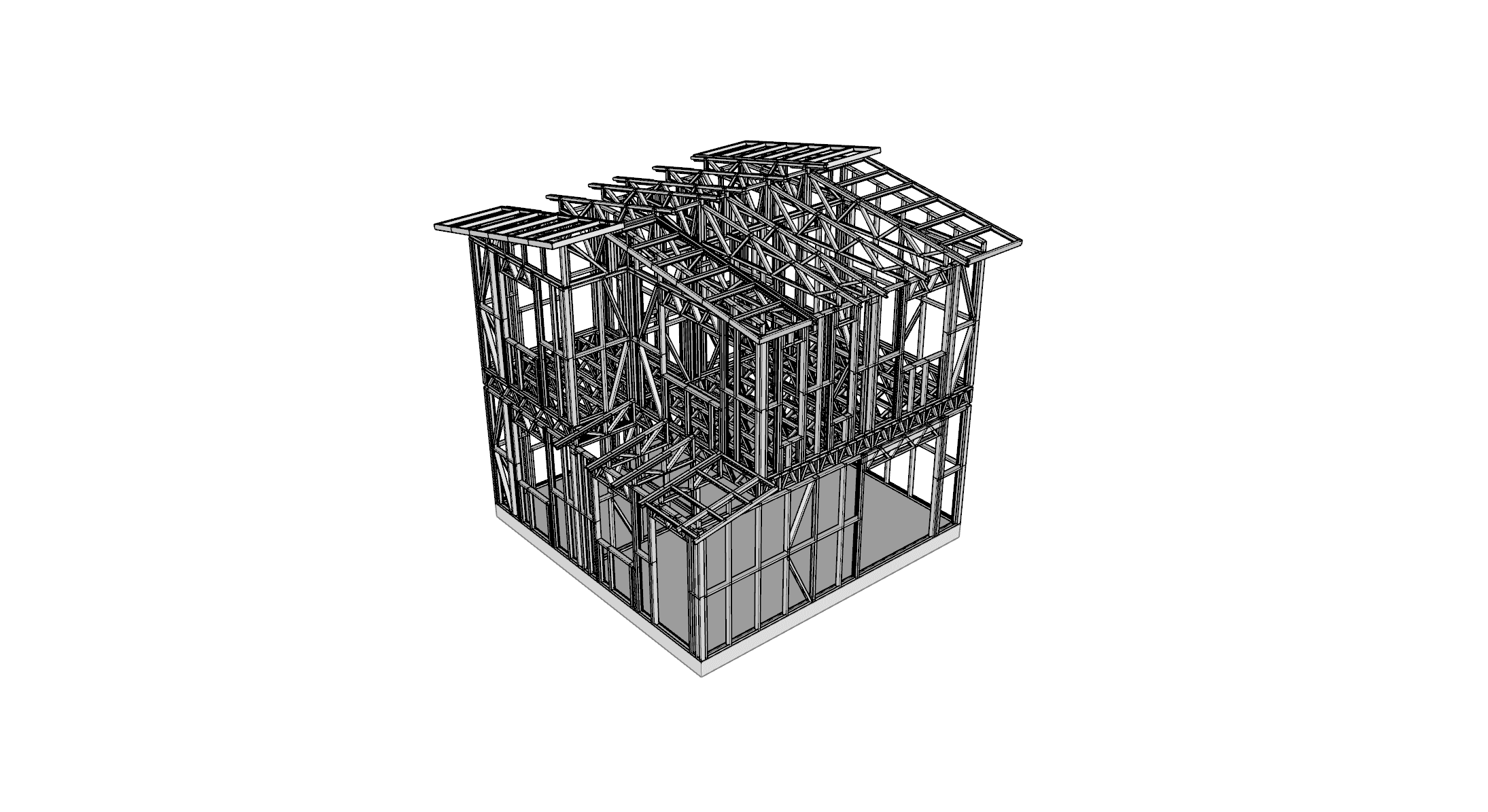 32m² Three-Bedroom 2-Storey Small Home — frame render