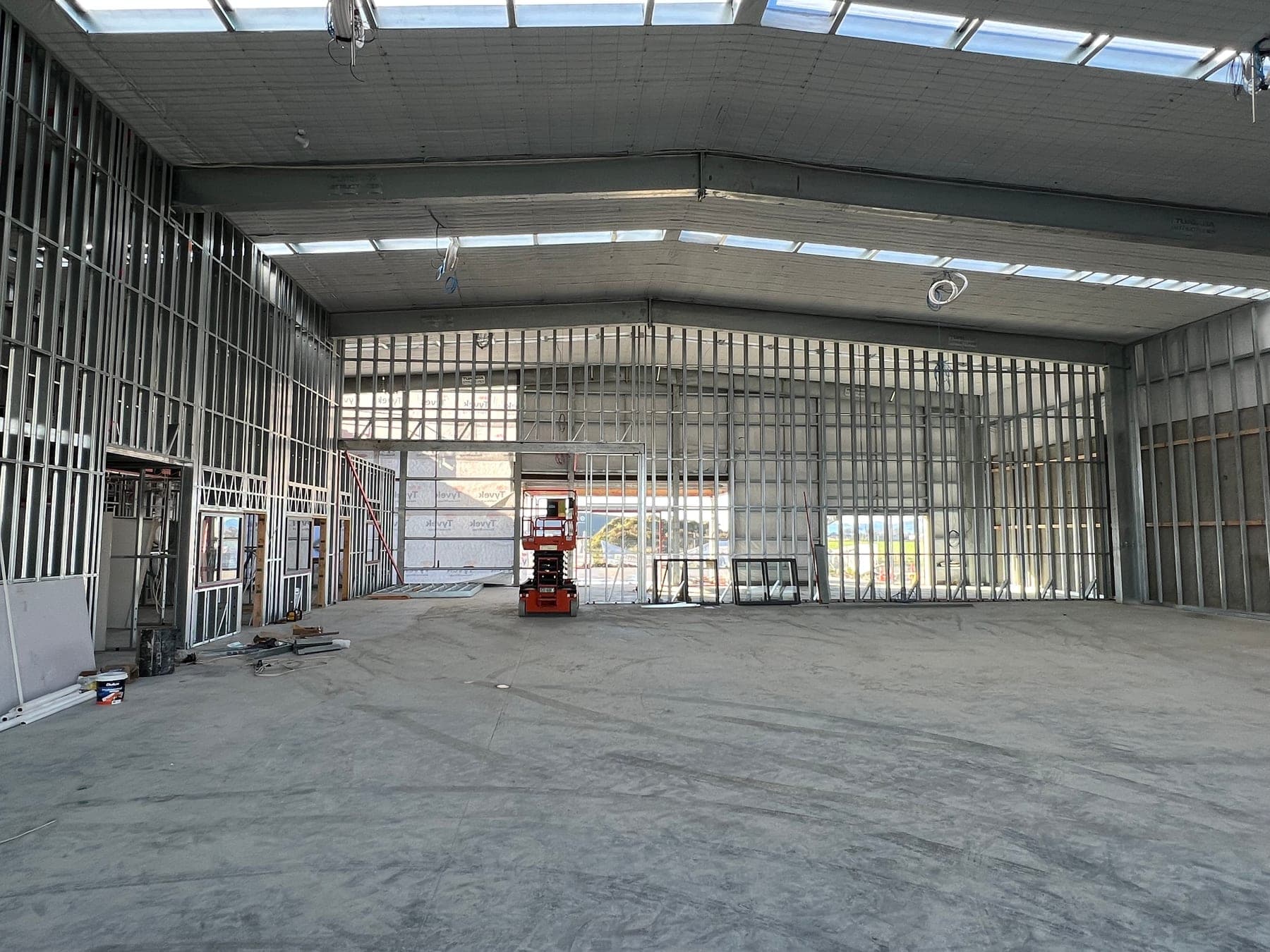 Light gauge steel framing inside a commercial fit-out